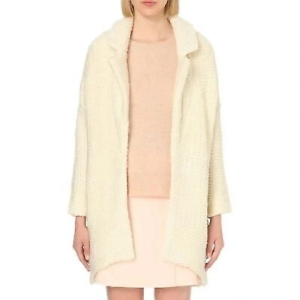 ❌SOLD❌Maje Magnum Ecru Knit Wool Cardigan Coat Cream Knitted Cozy Casual - Picture 8 of 9